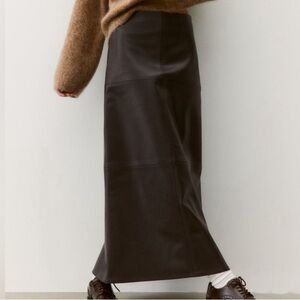 H&M Coated Faux Leather Maxi Skirt